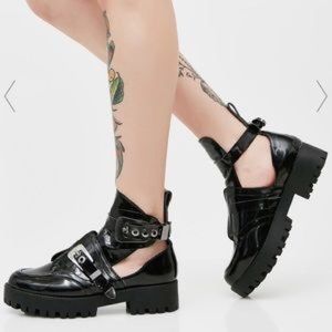 Wild Diva Lounge Buckled Down Cut-Out Boots